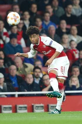 Reiss Nelson of Arsenal during the UEFA Europa League Group H match at the Emirates Stadium, London. Picture date: 2nd November 2017.Pic credit should read: Charlie Forgham-Bailey Sportimage EDITORIAL USE ONLY. No use with unauthorised audio, video, data, fixture lists, club league logos or live services. Online in-match use limited to 120 images, no video emulation. No use in betting, games or single club league player publications.