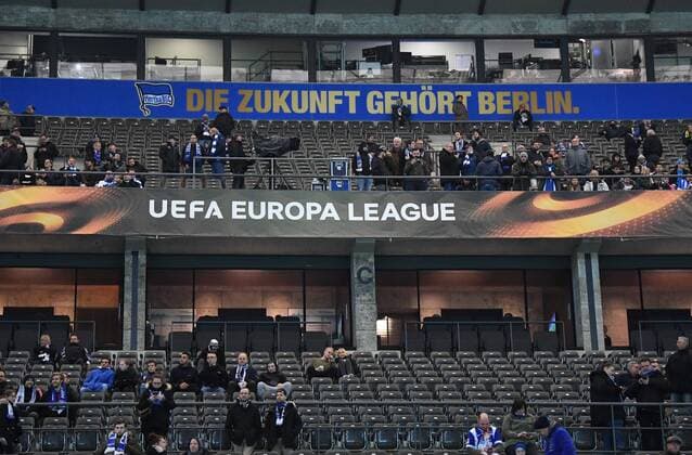 Football Mens Season 2017 2018 UEFA Europa League Group J 4 Gameday Hertha BSC Sorja Luhansk empty ranks in the grandstand The future belongs to Berlin 02 11 2017 Copyright: xMatthiasxKochx