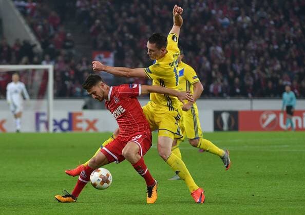 02 11 2017 xjpx Football Europa League 1 FC Koeln BATE Baryssau emspor v l Match between Salih Özcan Koeln and Nikolai Signevich Borisov Koeln