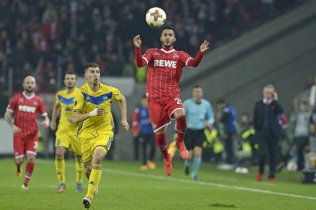 Koeln Germany 02 11 2017 UEFA Europa League 2017 18 Season Group Stage Group H 4 Round 1 FC Koeln BATE Borisov from the left Aleksei Rios BATE Leonardo Bittencourt KOE DeFodi521