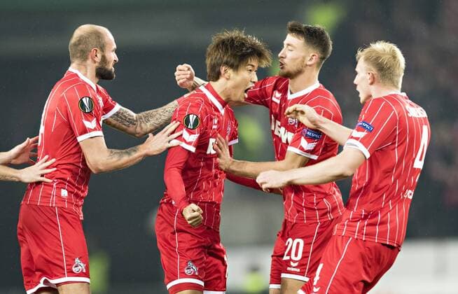Cologne 02 11 2017 Torjubel Konstantin Rausch Cologne Yuya Osako Cologne Salih Özcan Cologne Frederik Sörensen Cologne 1 FC Köln Bate Borisov