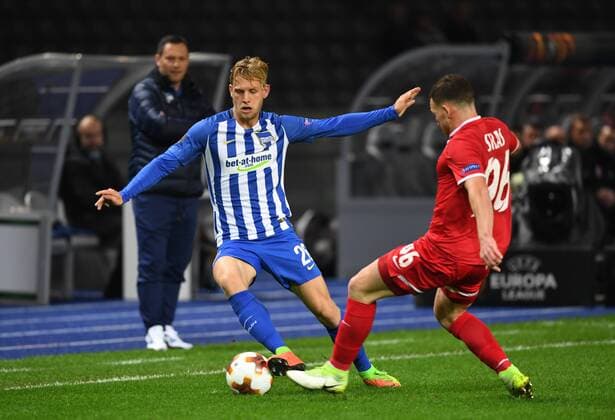 Soccer Men Season 2017 2018 UEFA Europa League Group J 4 Gameday Hertha BSC Sorja Luhansk v l Coach Pal Dardai Hertha BSC Arne Maier Hertha BSC Silas Sorja Luhansk 02 11 2017 Copyright: xMatthiasxKochx