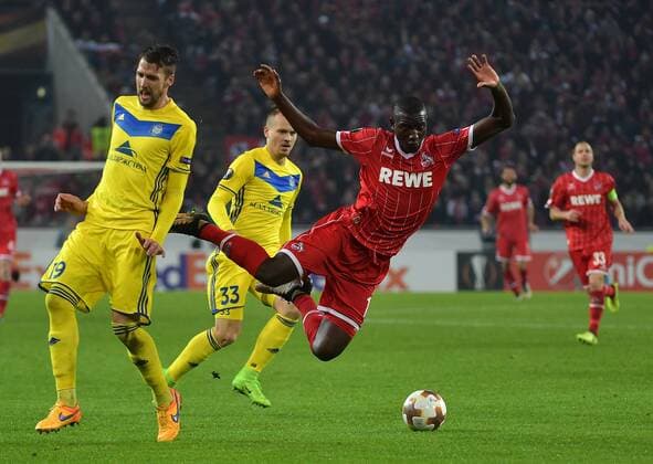 02 11 2017 xjpx Football Europa League 1 FC Koeln BATE Baryssau emspor v l Foul by Nemanja Milunovic Borisov to Sehrou Guirassy Koeln Koeln