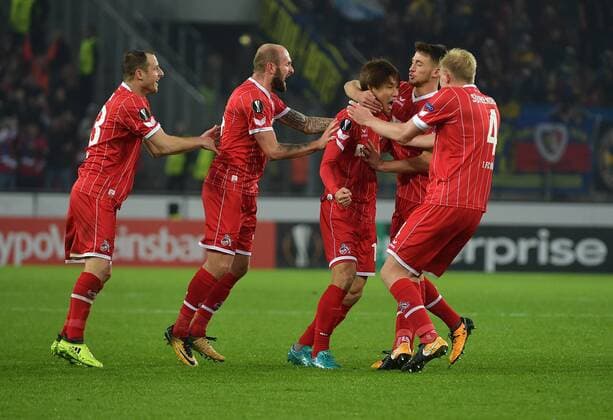 02 11 2017 xjpx Football Europe League 1 FC Koeln BATE Baryssau emspor v 1 Yuya Osako Koeln hails for the 2 2 Koeln