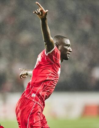 02 11 2017 Leverkusen Germany Uefa Euro League Group H 1 FC Köln Bate Borissow Colognes goalscorer Sehrou Guirassy celebrates his goal for 3 2 Â