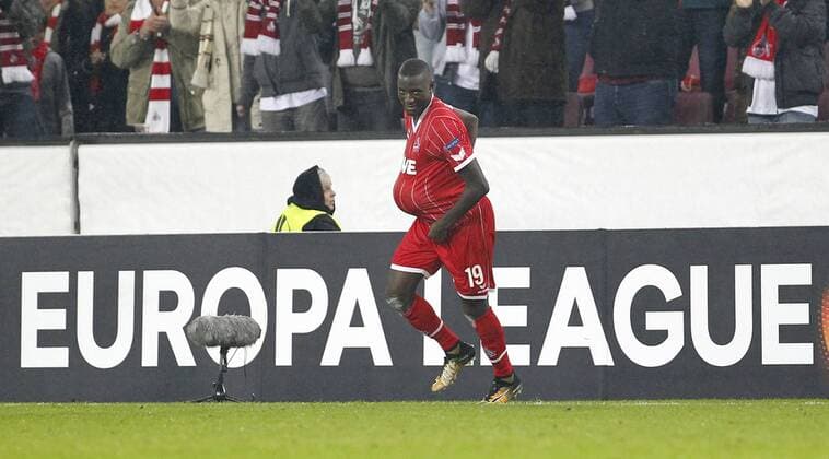 Cologne RheinEnergieStadion 02 11 17 Sehrou Guirassy 1 FC Köln scores the 3 2 goal and cheers in the Europaleague match between 1 FC Köln vs BATE Baryssau in the 2017 season 2018