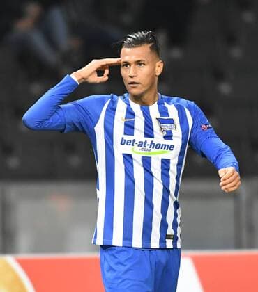 Soccer Men Season 2017 2018 UEFA Europa League Group J 4 Gameday Hertha BSC Sorja Luhansk Davie Selke Hertha BSC cheers for goal to 2 0 02 11 2017 Copyright: xMatthiasxKochx