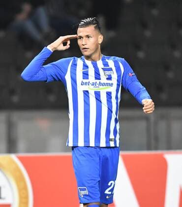 Soccer Men Season 2017 2018 UEFA Europa League Group J 4 Gameday Hertha BSC Sorja Luhansk Davie Selke Hertha BSC cheers for goal to 2 0 02 11 2017 Copyright: xMatthiasxKochx