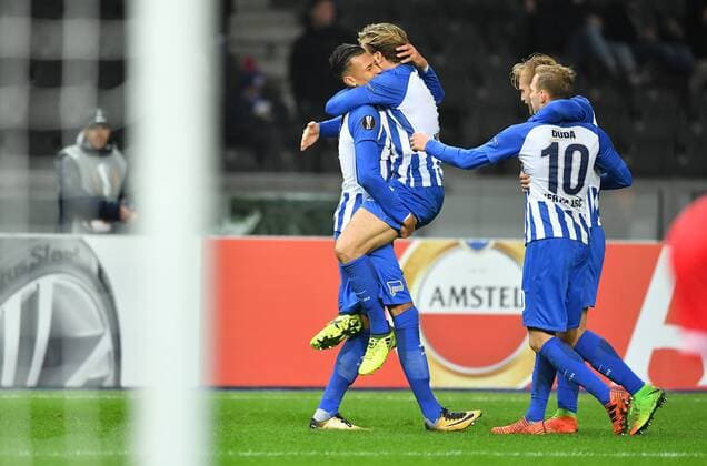 Hertha BSC Ondrej Duda Hertha BSC Arne Maier Hertha BSC Hertha BSC Berlin Sorja Luhansk Europa League Group stage 1 Gameday Football Soccer men Men Men Germany Germany Berlin 2 11 2017 Olympiastadion