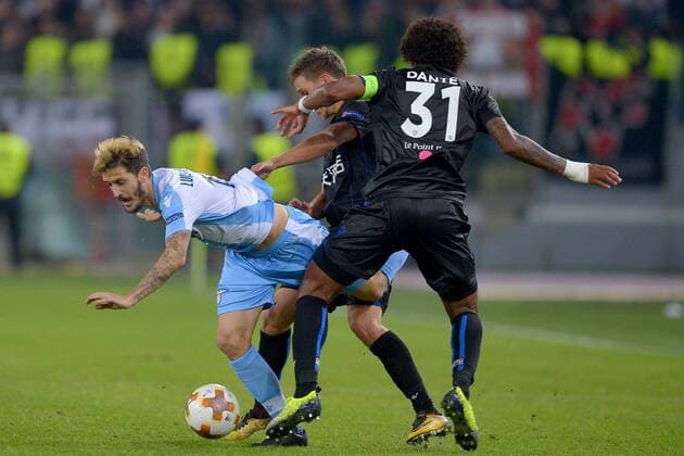 Luis Alberto Lazio, Dante Nice. Roma 02-11-2017 Stadio Olimpico Uefa Europa League 2017 2018 Lazio - Nizza Lazio - Nice Foto Antonietta Baldassarre Insidefoto AntoxBaldassarre