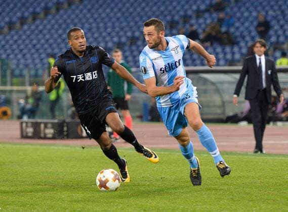 November 2, 2017 - Rome, Italy - Stefan de Vrij and Alassane Plea during the Europe League football match S.S. Lazio vs Nizza at the Olympic Stadium in Rome, on november 02, 2017. Lazio Roma v OGC Nice - UEFA Europa League  - ZUMAn230 20171102_zaa_n230_245 Copyright: xSilviaxLorex