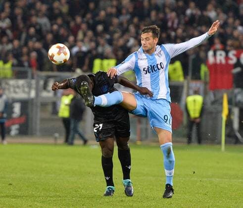 November 2, 2017 - Rome, Italy - Alassane Plea and Alessandro Murgia during the Europe League football match S.S. Lazio vs Nizza at the Olympic Stadium in Rome, on november 02, 2017. Lazio Roma v OGC Nice - UEFA Europa League  - ZUMAn230 20171102_zaa_n230_248 Copyright: xSilviaxLorex