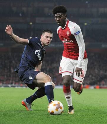 Football - 2017 2018 UEFA Europa League - Group H: Arsenal vs. Red Star Belgrade (Crvena zvezda) Ainsley Maitland Niles of Arsenal at The Emirates. COLORSPORT ANDREW COWIE 