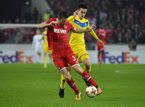 02 11 2017 xjpx Football Europa League 1 FC Koeln BATE Baryssau emspor v l A duel between Dominique Heintz Koeln and Mirko Ivanic Borisov Koeln