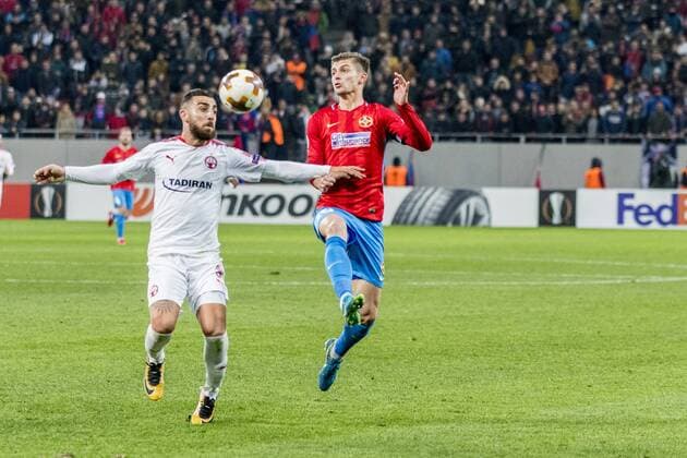 November 3, 2017: Dor Elo 81 (Hapoel Beer-Sheva) and Florin Tanase 10 (FCSB Bucharest) during the UEFA Europa League 2017-2018, Group Stage, Groupe G game between FCSB Bucharest (ROU) and Hapoel Beer-Sheva FC (ISR) at National Arena Stadium, Bucharest, Romania ROU.  Copyright: xCronos CatalinxSoarex cronoscs3112017113432