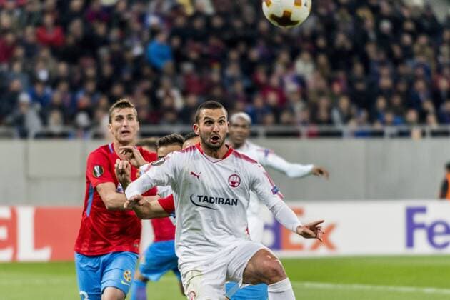 November 2, 2017: Ben Sahar 14 (Hapoel Beer-Sheva) and Ionut Larie 3 (FCSB Bucharest) during the UEFA Europa League 2017-2018, Group Stage, Groupe G game between FCSB Bucharest (ROU) and Hapoel Beer-Sheva FC (ISR) at National Arena Stadium, Bucharest, Romania ROU.  Copyright: xCronos CatalinxSoarex cronoscs2112017113426