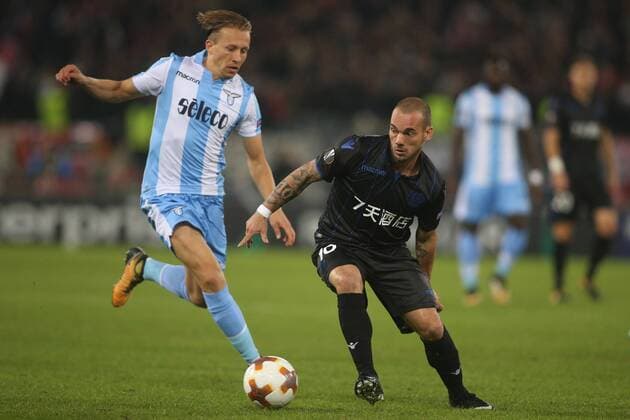 ROME, ITALY - NOVEMBER 02: Sneijder and Lucas Leiva during the UEFA Europa League group K match between Lazio Roma and OGC Nice at Stadio Olimpico on November 2, 2017 in Rome, Italy.  Copyright: xmarcoxiacobuccix xIPAx xMarcoxIacobuccix
