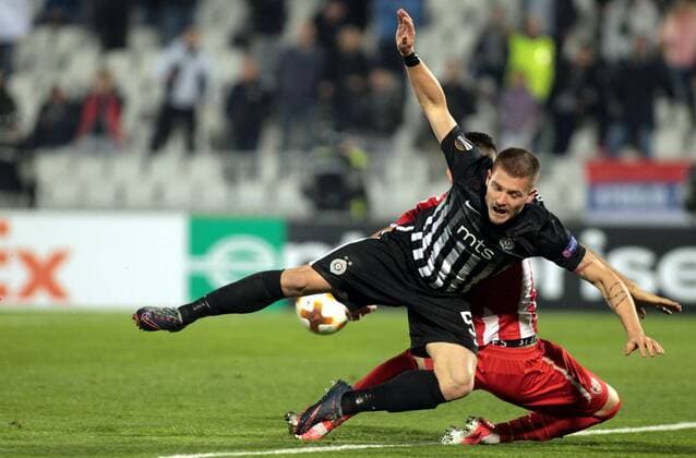 02.11.2017 Belgrade(Serbia) FK Partizan-KF Skenderbeu Europa League men s football Ognjen Ozegovic FK Partizan : 