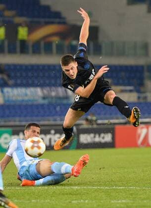 Italy: Football match between Lazio and Nizza Luis Felipe and Remi Walter during the Europe League football match S.S. Lazio vs Nizza at the Olympic Stadium. Italy  SilviaxLoréx xPacificxPress