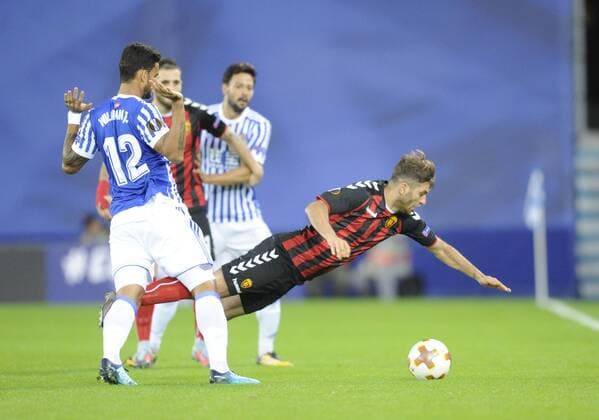 Partido de la Europa League entre la Real Sociedad y el Vardar en Anoeta. En la imagen, William José. Europa League match between Real Sociedad and Vardar. In this picture, William José. 