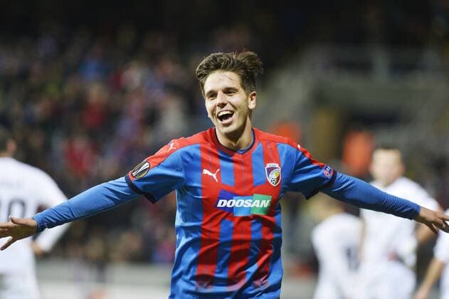 Ales Cermak of the Czech football team Viktoria Plzen celebrates a goal during the match Swiss Lugano vs Viktoria Plzen in the 4th round of the Europa League in Group G in Pilsen, Czech Republic, November 2, 2017. (CTKxPhoto MiroslavxChaloupka) CTKPhotoP201711021269901  cha18