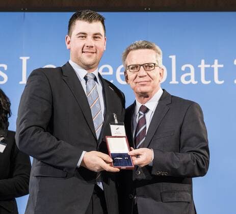Ceremony with the Federal Minister of the Interior Phillipp Faißt World Champion 2016 Reiter Einspanner Driving Thomas de Maiziere presents 46 athletes the Silver Laurel Leaf the highest state award for sporting excellence in Germany Phillipp Faißt Thomas de Maiziere