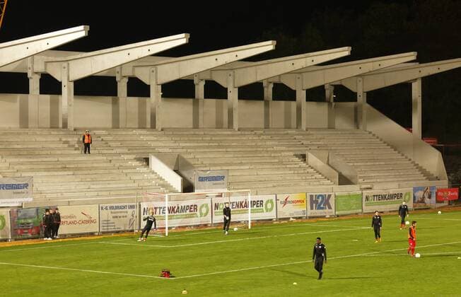 Construction site Stadium Niederrhein New construction of a Tribuene shell Regionalliga West 2017 2018 RW Oberhausen vs FC Wegberg Beeck 1920 1 1 Sport Soccer Regionalliga West 2017 2018 Rot Weiss Oberhausen vs FC Wegberg Beeck 1920 1 1 Stadium Niederrhein in Oberhausen Construction site Construction of a new building Sports football Regional League West 2017 2018 Rot Weiss Oberhausen vs FC Wegberg Beeck 1920 1 1 Stadium Niederrhein site in Oberhausen