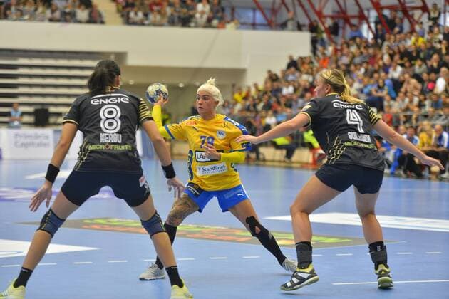 November 4, 2017 - Bucharest, Romania - Nykobing s Kristina Kristiansen during Handball EHF WomenÃ¢â‚¬â ¢s Champions League, Group Match between Csm Bucharest (ROU) Nykobing Falster (DEN) on 3 November 2017 in Bucharest, Romania. Csm Bucharest v Nykobing Falster - EHF Women s Champions League  - ZUMAn230 20171104_zaa_n230_588 Copyright: xAlexxNicodimx