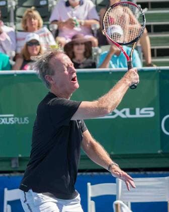 November 4, 2017 - Delray Beach, Florida, US - STEVE DOOCY, TV Producer and Fox Co-Host in action on court at the Delray Beach Stadium and Tennis Center in Florida during the 2017 Chris Evert Raymond James Pro-Celebrity Tennis Classic. Chris Evert Charities has raised more than $23 million in an ongoing campaign for Florida s most at-risk children. Doocy at 2017 Chris Evert Pro-Celebrity Ternnis Classic - ZUMAd84_ 20171104_zaf_d84_027 Copyright: xArnoldxDrapkinx