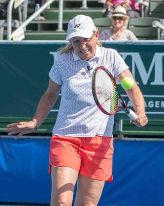 November 4, 2017 - Delray Beach, Florida, US - Tennis legend MARTINA NAVRATILOVA in action on court at the Delray Beach Stadium and Tennis Center in Florida during the 2017 Chris Evert Raymond James Pro-Celebrity Tennis Classic. Chris Evert Charities has raised more than $23 million in an ongoing campaign for Florida s most at-risk children. Navratilova at 2017 Chris Evert Pro-Celebrity Ternnis Classic - ZUMAd84_ 20171104_zaf_d84_037 Copyright: xArnoldxDrapkinx