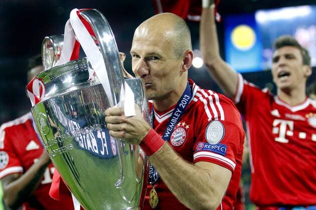 LONDON 25 05 2013 Wembley Stadium Champions Leaque Finale Borussia Dortmund Bayern Munchen 1 2 Arjen Robben wins after two lost finals in the Champions Leaque finally the cup with the big ears borussia dortmund bayern munchen