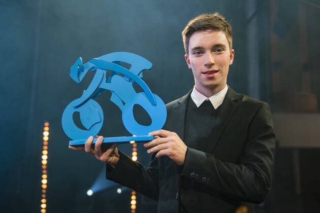 OOSTENDE, BELGIUM - NOVEMBER 7 : Bjorg Lambrecht winner of Beste Belofte pictured during Het Gala van de Nieuwsblad Flandrien 2017 in Kursaal Oostende on November 07, 2017 in Oostende, Belgium, 7 11 2017 CYCLISME : Gala Van de Nieuwsblad Flandrien - Ostende - 07 11 2017 PhotoNews Panoramic 