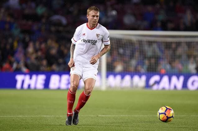 BARCELONA, 04-10-2017. LaLiga 2017 2018, date 11. FC Barcelona Barca 2-1 Sevilla FC. Simon Kjaer of Sevilla. Barcleona - Sevilla  x1803647x