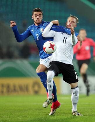 Germany Italy Football U20 International Match Chemnitz 09 11 2017 community4you Arena Football U20 International Germany vs Italy Pictured v l Paolo Ghiglione U20 Italy v Robin Hack U20 GER Hoffenheim
