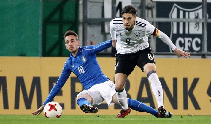 GER Internationals U20 Germany Italy 09 11 17 Chemnitz community4you Arena Stadium at Gellertstrasse GER Season 2017 2018 U20 Germany vs Italy at picture Suat Serdar Germany against Gaetano Castrovilli Italy