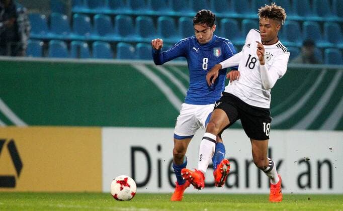 GER Internationals U20 Germany Italy 09 11 17 Chemnitz community4you Arena Stadium at Gellertstrasse GER Season 2017 2018 U20 Germany vs Italy at picture Sidney Friede Germany against Francesco Cassata Italy