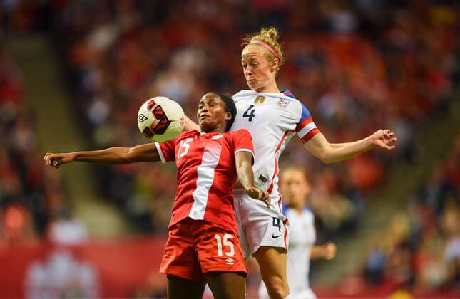 November 9, 2017 - Vancouver, Canada - Nichelle Prince, Becky Sauerbrunn during an International Friendly Länderspiel match between the Women s National teams of the United States (USA) and Canada (CAN) at BC Place. USA 1:1 Canada. Soccer 2017: Women’s: USA 1:1 Canada: Friendly - ZUMAt139 20171109_zaa_t139_062 Copyright: xBradxSmithx
