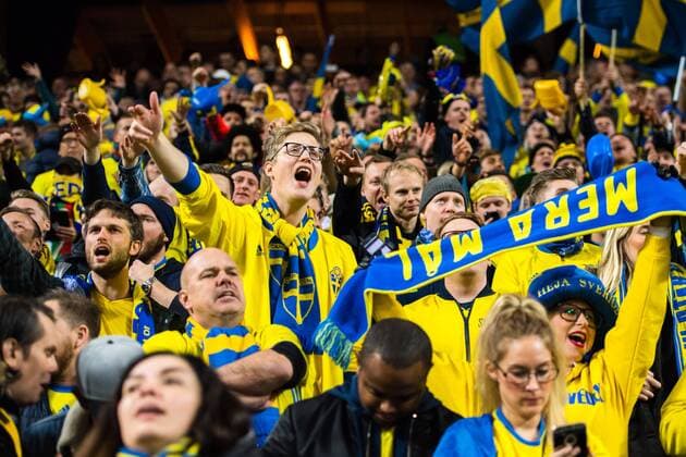 Fußball, WM Playoffs, Schweden - Italien 171110 Svenska supportar under fotbollsmatchen i VM-kvalets play-off mellan Sverige och Italien den 10 november 2017 i Stockholm.  Copyright: CARLxSANDIN BB171110CS014