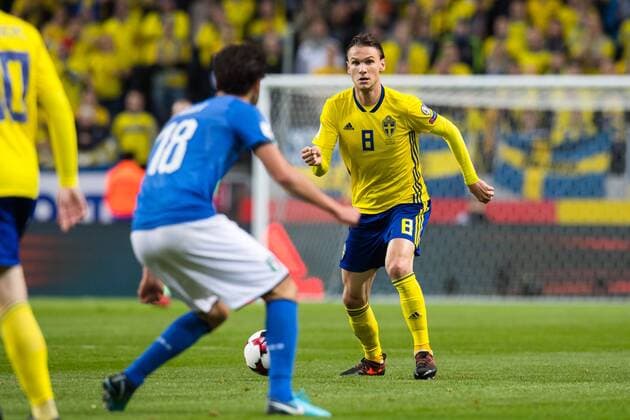 Fußball, WM Playoffs, Schweden - Italien 171110 Sveriges Albin Ekdal under fotbollsmatchen i VM-kvalets play-off mellan Sverige och Italien den 10 november 2017 i Stockholm.  Copyright: LUDVIGxTHUNMAN BB171110LT048