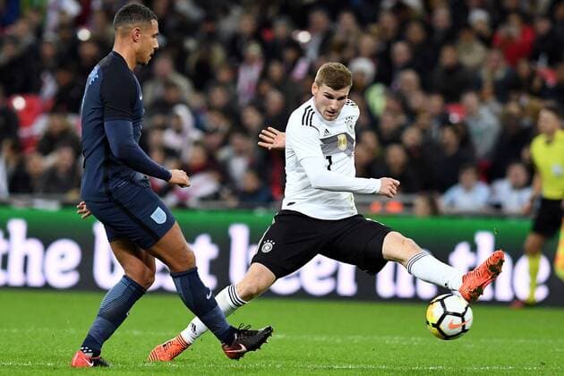 Football Friendly Match England Germany on 10 11 2017 in Wembley Stadium in London Jake Livermore England left Timo Werner Germany right xPBJPGx