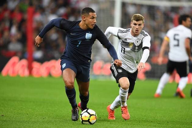 Soccer Mens National Friendlies International Friendlies England Germany 10 11 2017 Wembley Stadium London Jake Livermore England Timo Werner Deustchalnd