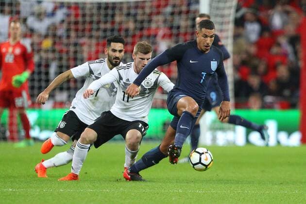 England v Germany International Friendly L?nderspiel Jake Livermore of England and Timo Werner of Germany in action during the International Friendly match at Wembley Stadium, London Content Not Available For UK Newspapers Copyright: xPaulxChestertonx FIL-10924-0012