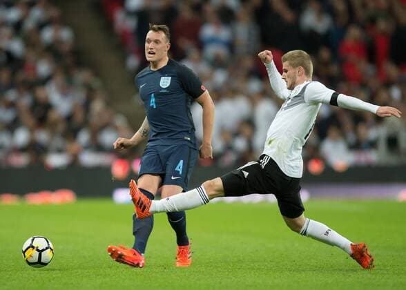 Phil Jones of England and Timo Werner of Germany during the International Friendly Länderspiel match between England and Germany at Wembley Stadium, London, England on 10 November 2017. Copyright: xVincexMignottx 17650012