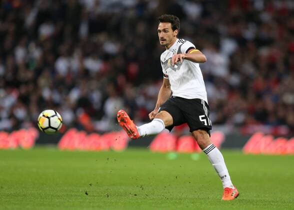 10th November 2017, Wembley Stadium, London, England; International football friendly, England versus Germany; Mats Hummels of Germany crossing the ball  ActionPlus11949238