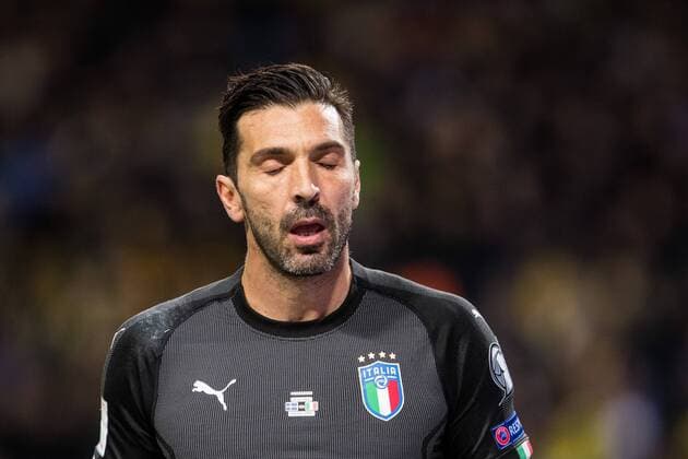 Fußball, WM Playoffs, Schweden - Italien Bilder des Tages - SPORT 171110 Italiens malvakt Gianluigi Buffon deppar under fotbollsmatchen i VM-kvalets play-off mellan Sverige och Italien den 10 november 2017 i Stockholm.  Copyright: ANDREASxLxERIKSSON BB171110AE028
