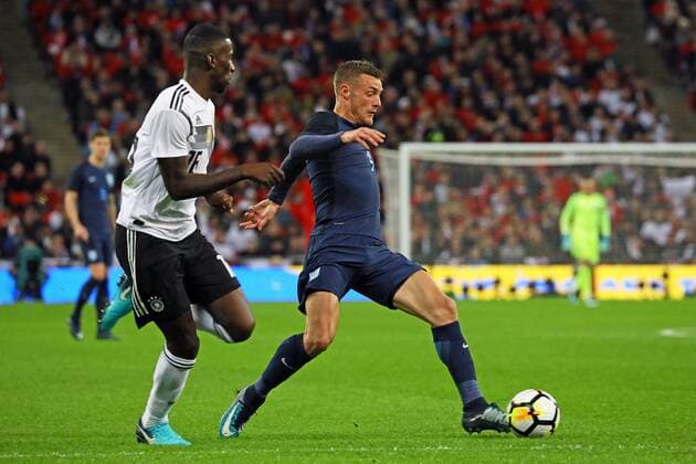 Jamie Vardy England vs. Antonio Rüdiger Germany Germany 10 11 2017 England vs Germany Friendly Match Wembley Stadium