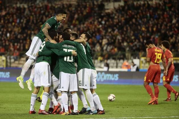 Hirving Lozano forward of Mexico celebrates scoring a second goal FOOTBALL : Belgique vs Mexique - Amical - Bruxelles - 10 11 2017 PhotoNews Panoramic  775065357