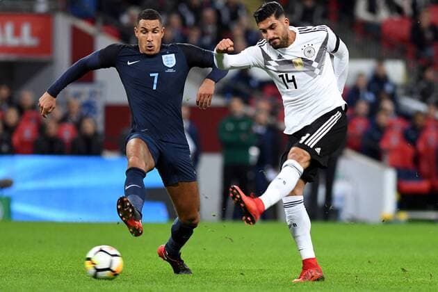 Football Friendly Match England Germany on 10 11 2017 in Wembley Stadium in London Jake Livermore England left Emre Can Germany right xPBJPGx