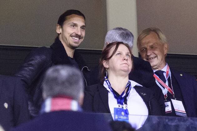 Fußball, WM Playoffs, Schweden - Italien 171110 Zlatan Ibrahimovic pa läktaren inför fotbollsmatchen i VM-kvalets play-off mellan Sverige och Italien den 10 november 2017 i Stockholm.  Copyright: LUDVIGxTHUNMAN BB171110LT115