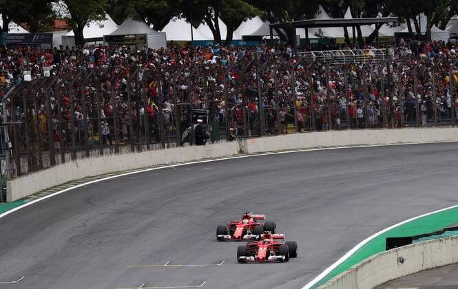 11.11.2017 - Qualifying, 3rd place Kimi Raikkonen (FIN) Scuderia Ferrari SF70H and 2nd place Sebastian Vettel (GER) Scuderia Ferrari SF70H Brazilian Grand Prix, Sao Paulo, Interlagos 9 - 12 November 2017 11.11.2017 - Qualifying, 3rd place Kimi Raikkonen (FIN) Scuderia Ferrari SF70H and 2nd place Sebastian Vettel (GER) Scuderia Ferrari SF70H 